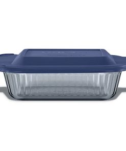 Pyrex Colors Sculpted Tinted 8" Square Baking Dish with Plastic Lid, Smoke